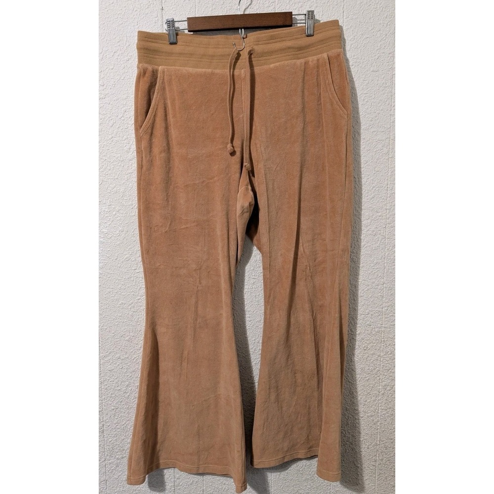 Aerie HiRise Velour Track Camel Flare Sweatpants, Lounge, Xl